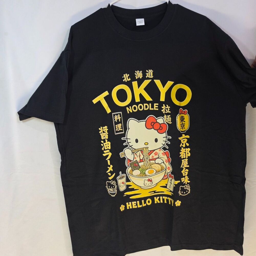 Hello Kitty Tokyo Noodle Ramen Graphic T-Shirt Sanrio Japanese Streetwear XL
